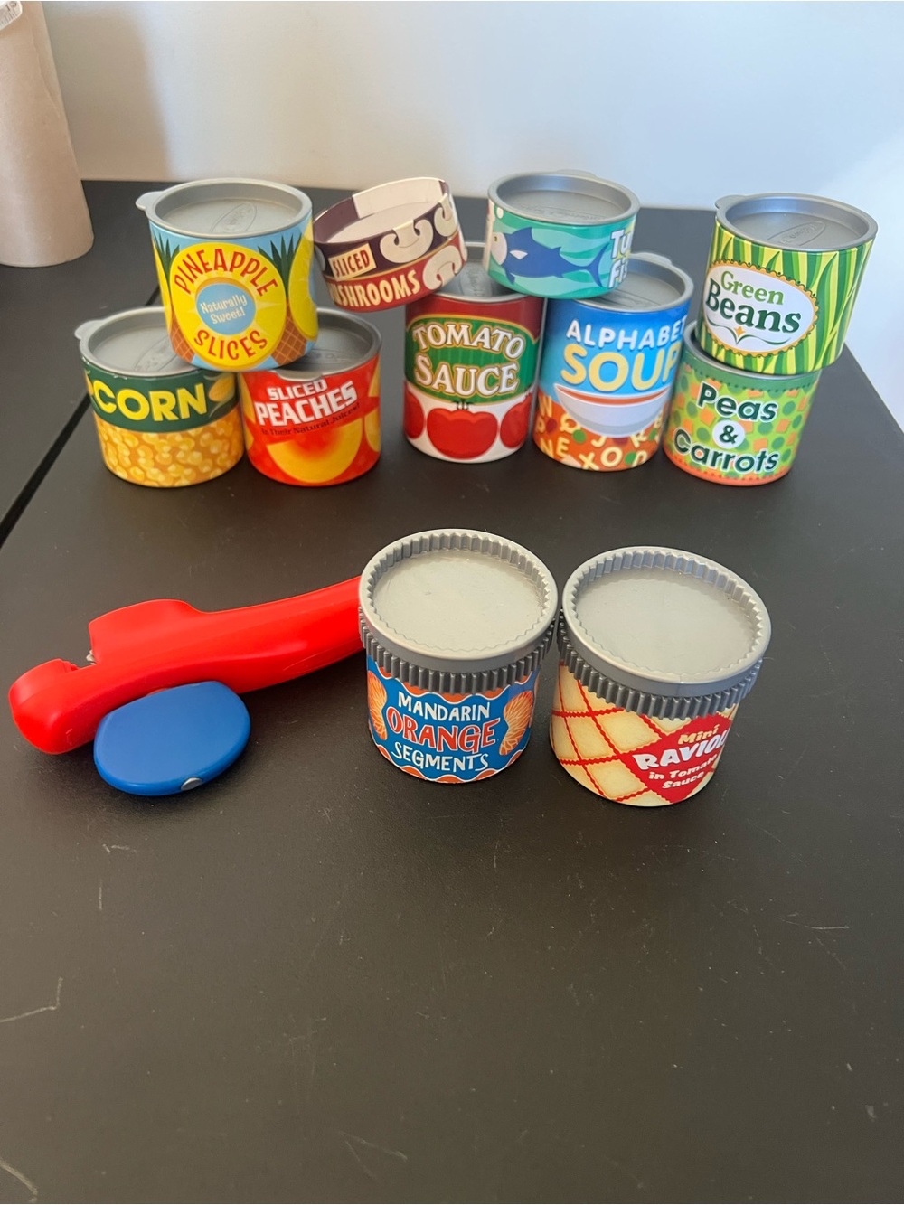 Pretend Play Toy Food Cans Set - retired can opener Kids Kitchen Melissa & Doug
